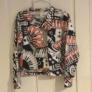 Patterned long-sleeve shirt/ light sweatshirt